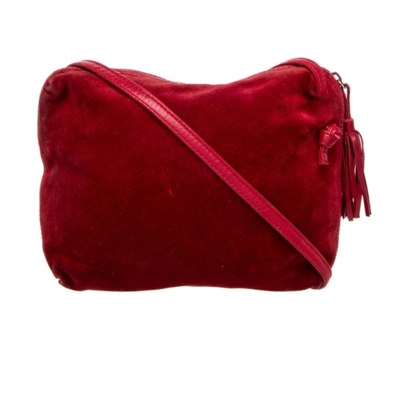 Bottega Veneta Authentic Red Suede Crossbody Bag - Picture 6 of 6